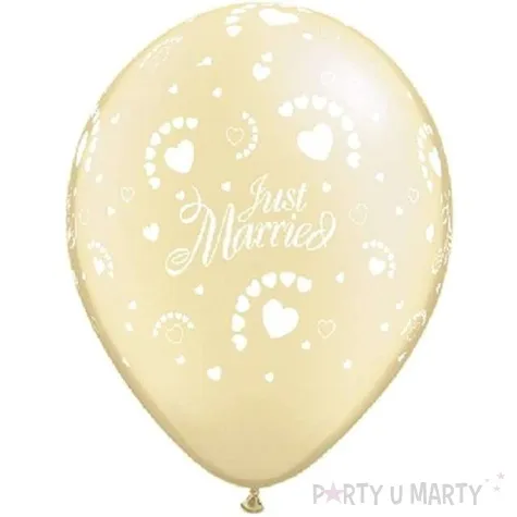 balony just married hearts kosc sloniowa metalik qualatex 11 25 szt