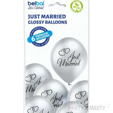 balony just married srebrne belbal 12 6 szt