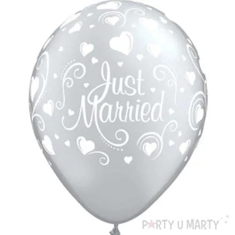 balony just married srebrne qualatex 11 25 szt