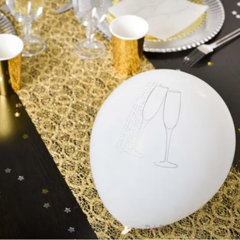 balony kieliszki szampana bialy santex 9 8 szt