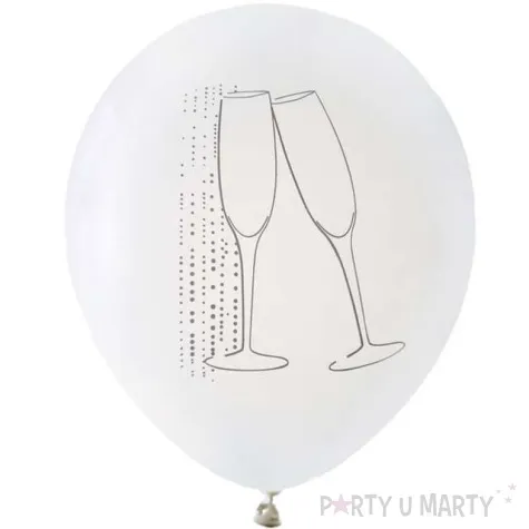 balony kieliszki szampana bialy santex 9 8 szt