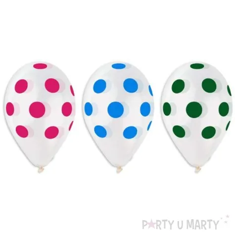 balony kolorowe grochy transparentne gemar 13 5 szt