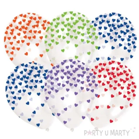 balony kolorowe serduszka transparentne amscan 11 6 szt
