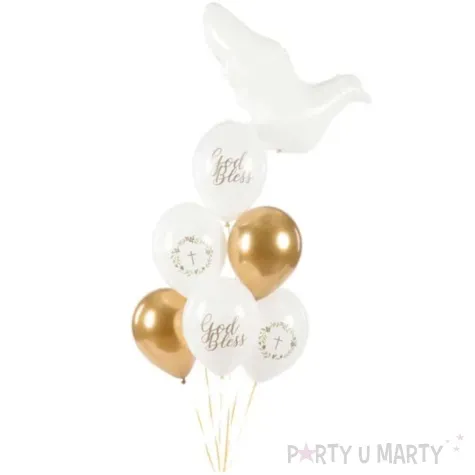 balony komunia swieta god bless zloty krzyz bialo zlote partydeco 12 50 szt