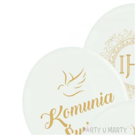 balony komunia swieta golabek i ihs w ornamencie bialy 12 6 szt