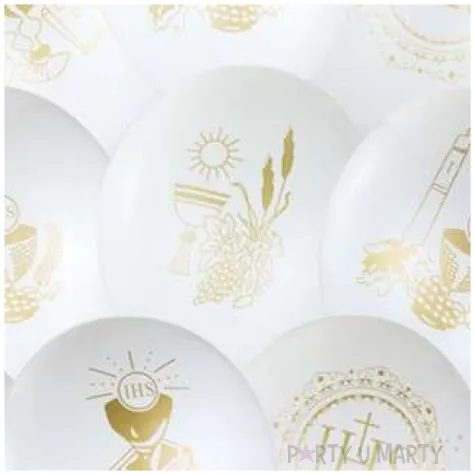 balony komunia swieta ihs biale czakos 12 10 szt