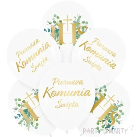 balony komunia swieta ihs eukaliptus biale partypal 12 6 szt