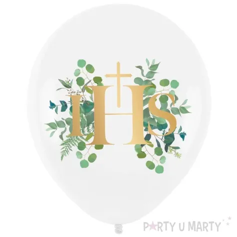 balony komunia swieta ihs eukaliptus bialy partypal 12 100 szt