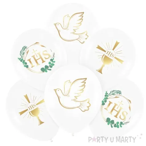 balony komunia swieta ihs eukaliptus i golab partypal 12 6 szt
