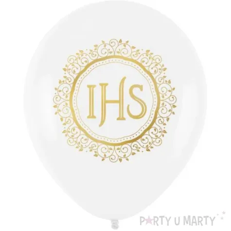 balony komunia swieta ihs ornament bialy partypal 12 100 szt
