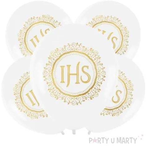 balony komunia swieta ihs ornament bialy partypal 12 5 szt