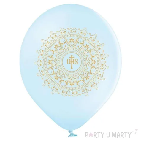 balony komunia swieta ihs w ornamencie blekitny 12 6 szt