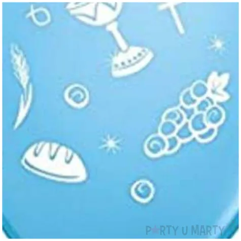 balony komunia symbole blekitne pastel qualatex 11 25 szt