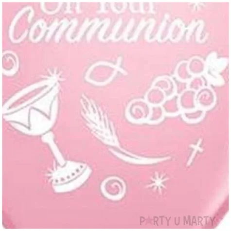 balony komunia symbole rozowe pastel qualatex 11 25 szt