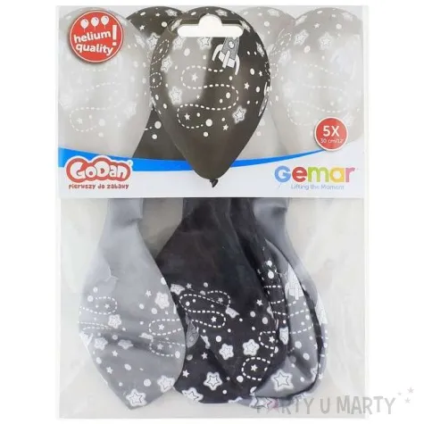 balony kosmos metaliczny czarny 12 gemar 5 szt