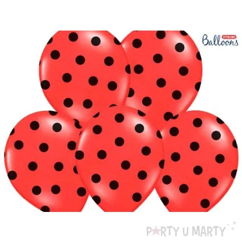 balony kropki pastel poppy red strong 14 6 szt