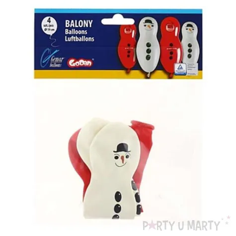 balony lateksowe balwany i mikolaje 56 cm 4 szt