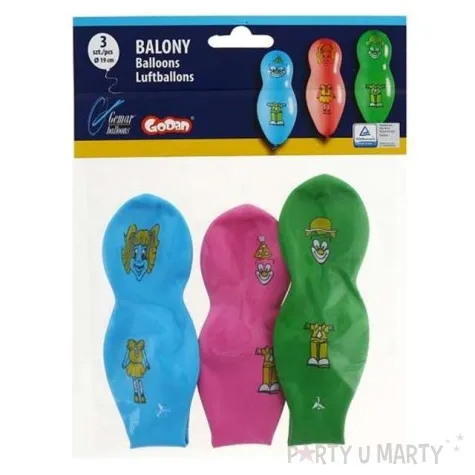 balony lateksowe pajacyki gemar mix 3 szt