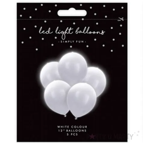 balony led biale partydeco 30 cm 5 szt