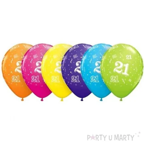 balony liczba 21 pastel mix tropik qualatex 11 6 szt