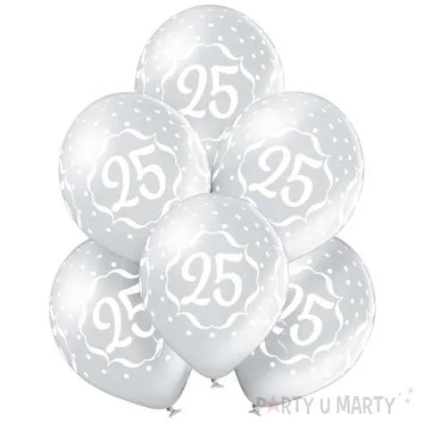 balony liczba 25 srebrny metalik belbal 12 6 szt
