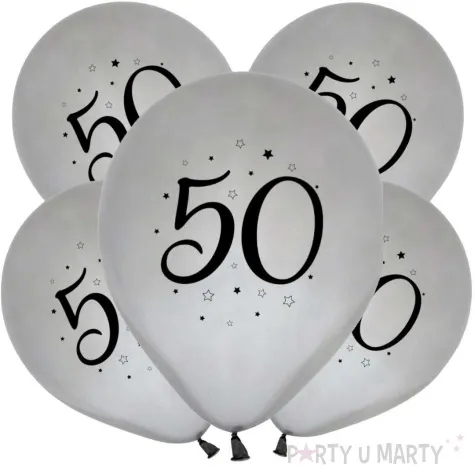 balony liczba 50 srebrny godan 12 5 szt