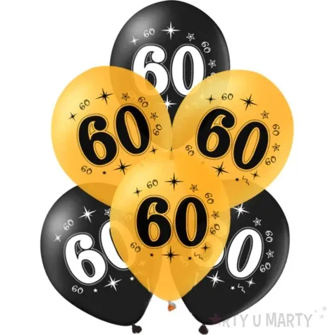 balony liczba 60 czarno zloty partypal 12 10 szt