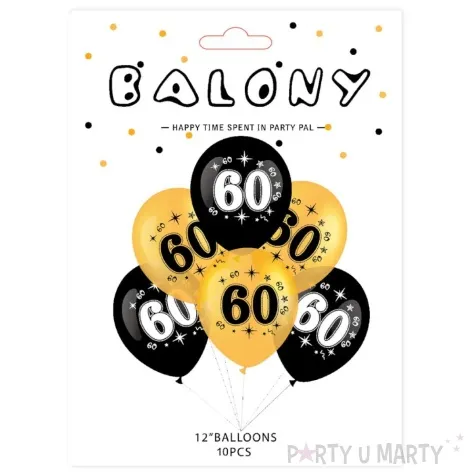 balony liczba 60 czarno zloty partypal 12 10 szt