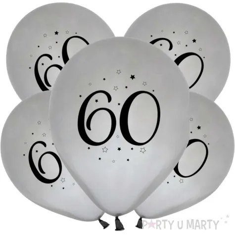 balony liczba 60 srebrny godan 12 5 szt
