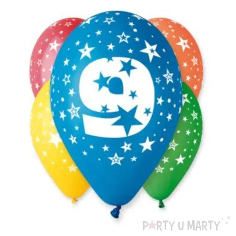 balony liczba 9 pastel mix germar 12 5 szt