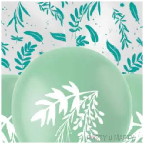 balony liscie bialo zielone folat 13 6 szt