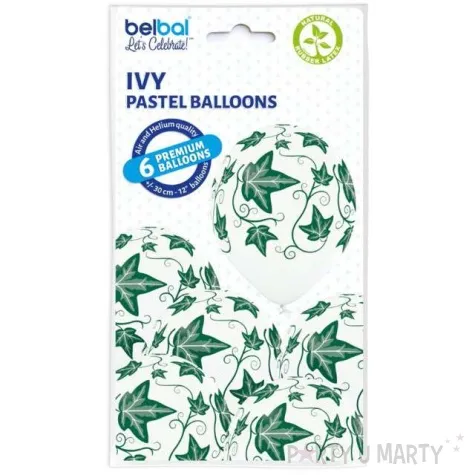 balony liscie bluszczu biale belbal 12 6 szt