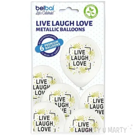 balony live laugh love metalik perlowy belbal 12 6 szt