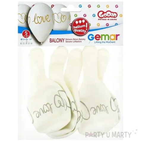 balony love biale gemar 13 5 szt