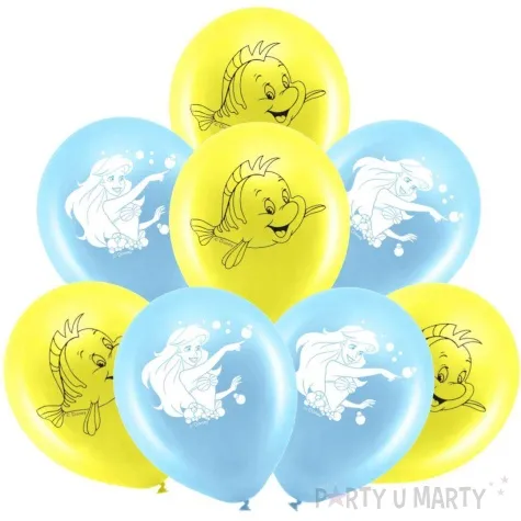 balony mala syrenka arielka i florek blekitno zolty pastel procos 11 8 szt