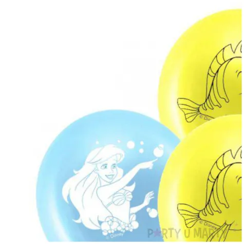 balony mala syrenka arielka i florek blekitno zolty pastel procos 11 8 szt