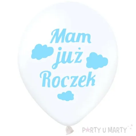 balony mam juz roczek blekitne chmurki bialy partypal 12 100 szt