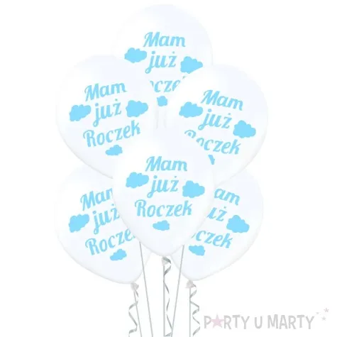 balony mam juz roczek blekitne chmurki bialy partypal 12 100 szt