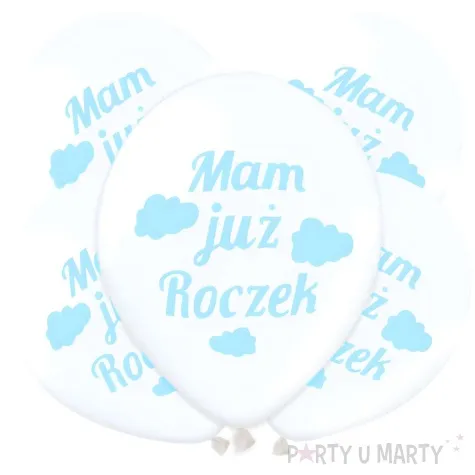 balony mam juz roczek blekitne chmurki bialy partypal 12 5 szt