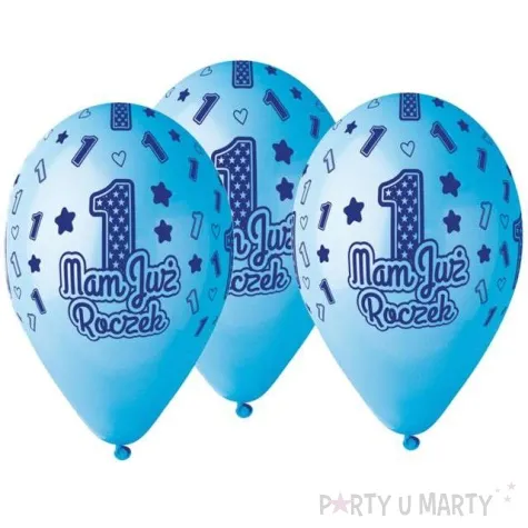 balony mam juz roczek niebieskie gemar 13 5 szt