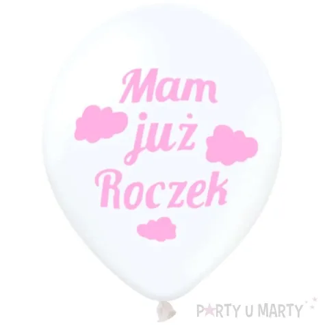 balony mam juz roczek rozowe chmurki bialy partypal 12 100 szt