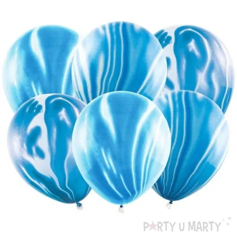 balony marmur niebieski partydeco 12 6 szt