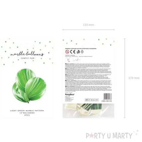 balony marmur zielony partydeco 12 6 szt
