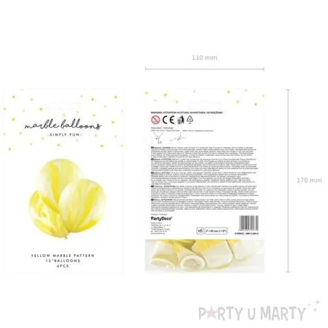 balony marmur zolty partydeco 12 6 szt