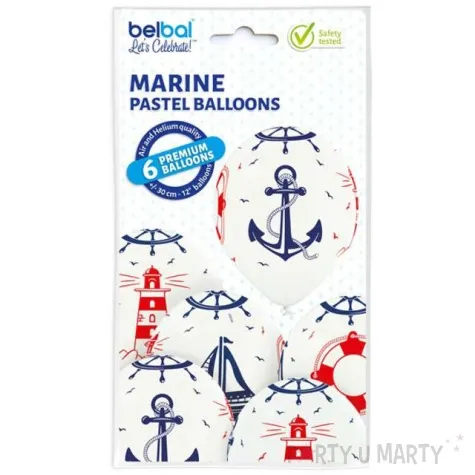 balony marynarz pastel biale belbal 12 6 szt