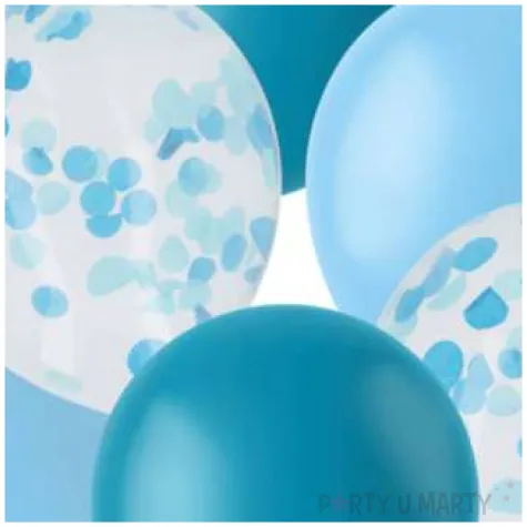 balony matowy mix z konfetti niebieskie folat 12 6 szt