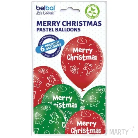 balony merry chistmas pastel mix belbal 12 6 szt