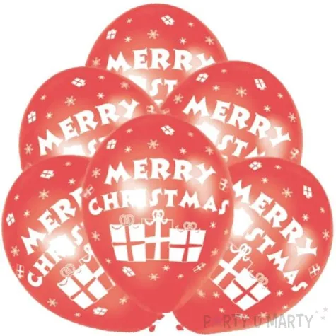 balony merry christmas czerwone amscan 11 6 szt