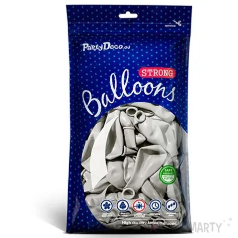 balony metallic srebrne jasny 5 strong 100 szt