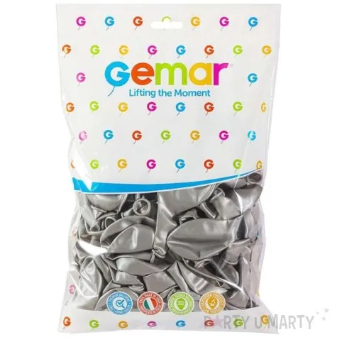balony metallic srebrny gemar 12 100 szt